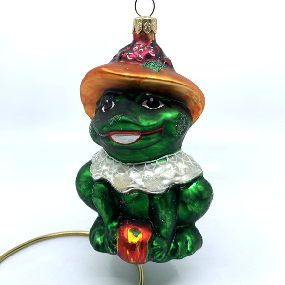 Christopher Radko Other - Christopher Radko Ornament Lillie Mae Frog 1996 Bonnet Apple Retired Vintage
